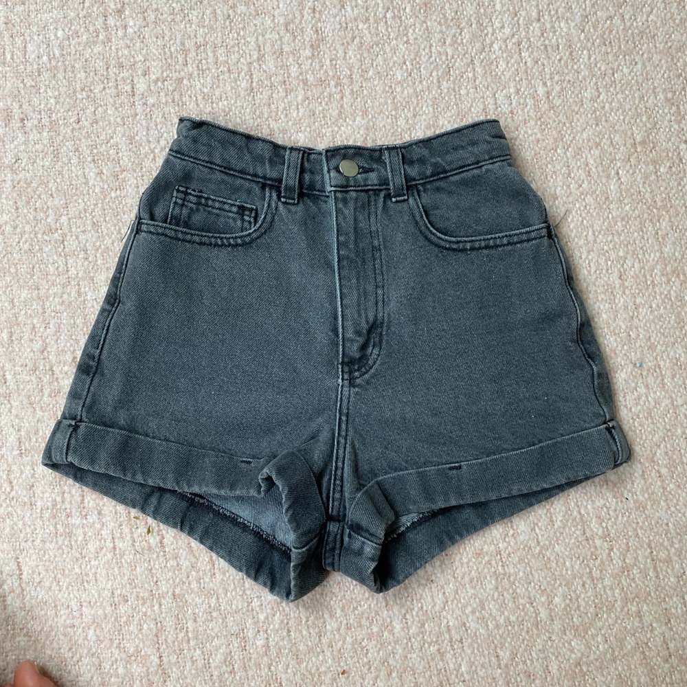 Black high waist denim shorts